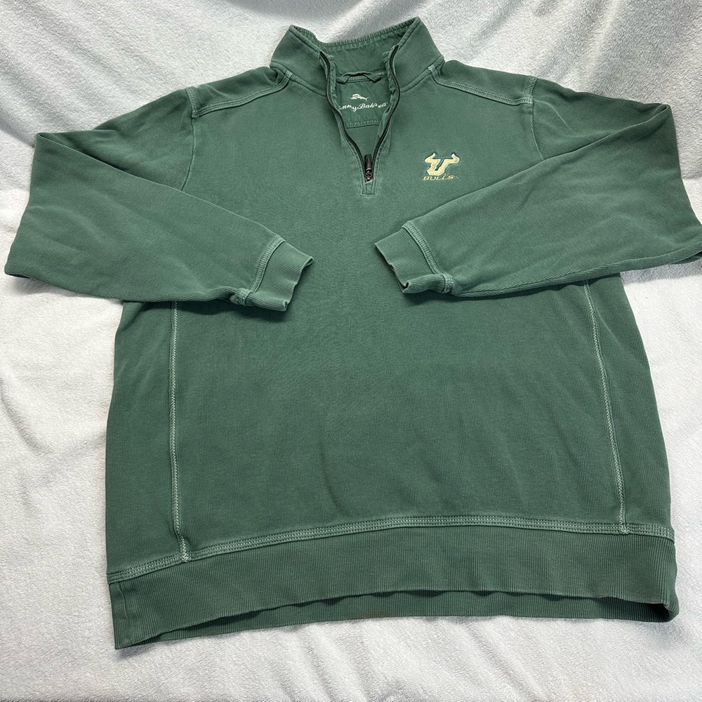Green Tommy Bahama Quarter-Zip Pullover Sweater - Embroidered Logo USF